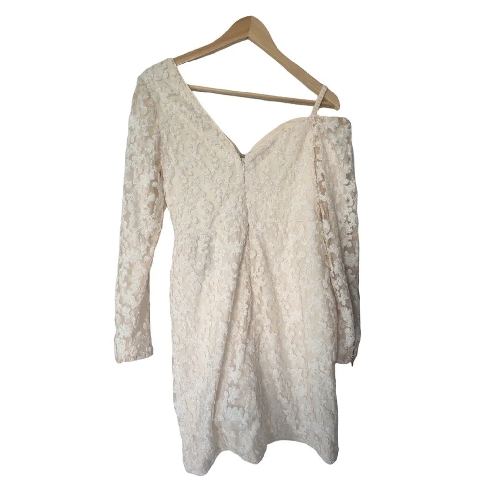 Nwt Self-Portrait Sequin Ruffle Mini Dress Ivory - Picture 13 of 15